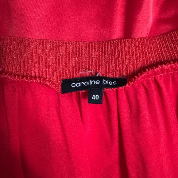 Caroline Biss Red Silk Blouse Women’s Size 40 (US 8) Long Sleeve Classic Elegant - Picture 5 of 6